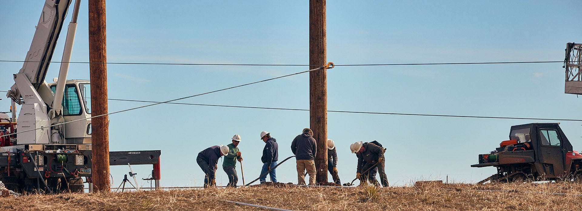 Our Transmission team making repairs after the spring bomb cyclone