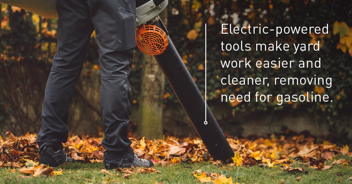 Fall cleanup with energy efficient power tools