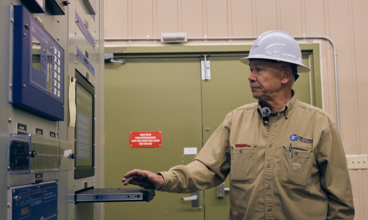 John Swanson checking computer