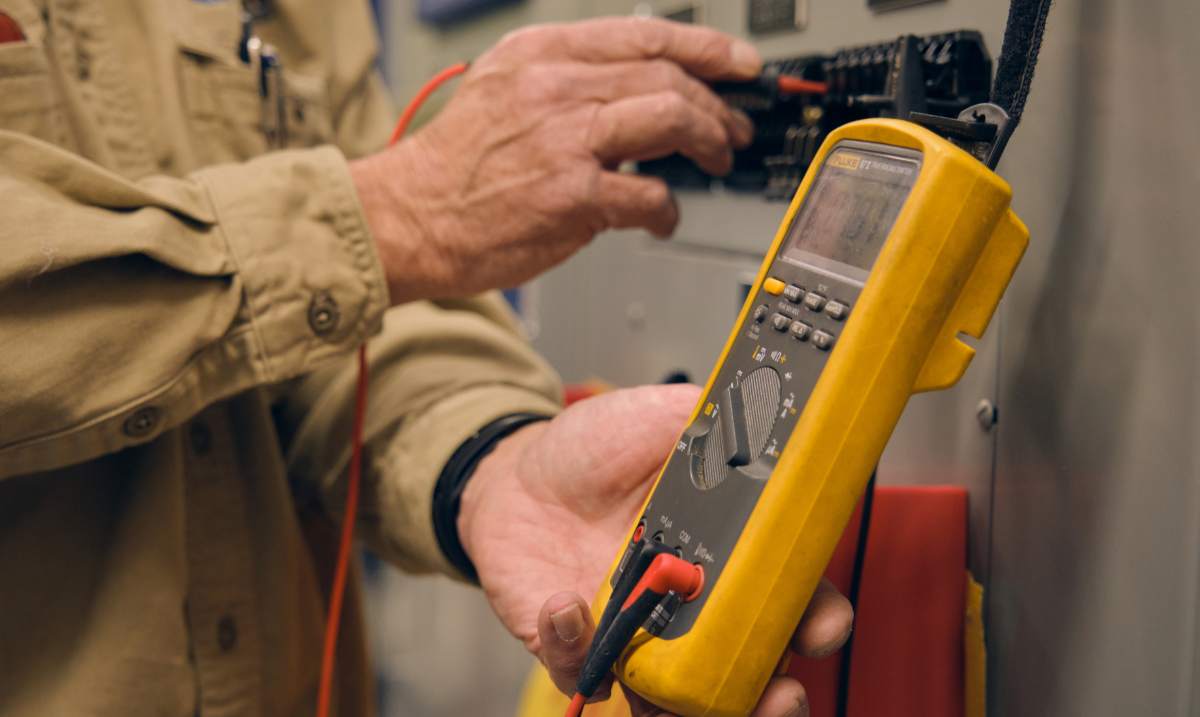 Close up of yellow technology reader