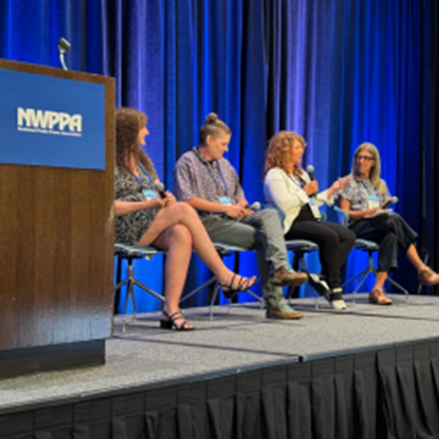 Tri-State’s Vice President for Support Services Terri Marranzino-Ray, second from the right, address the Northwest Public Power Association’s Women in Public Power (WIPP) conference in July.