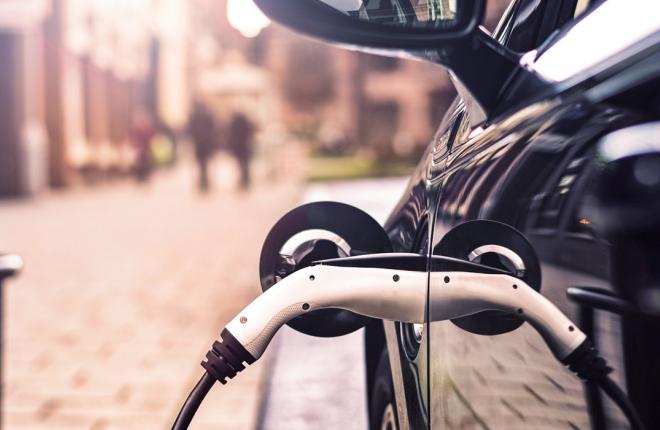 Electric Vehicle at streetside charging station