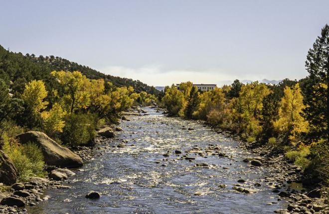 View of river in Buena Vista, Colorado