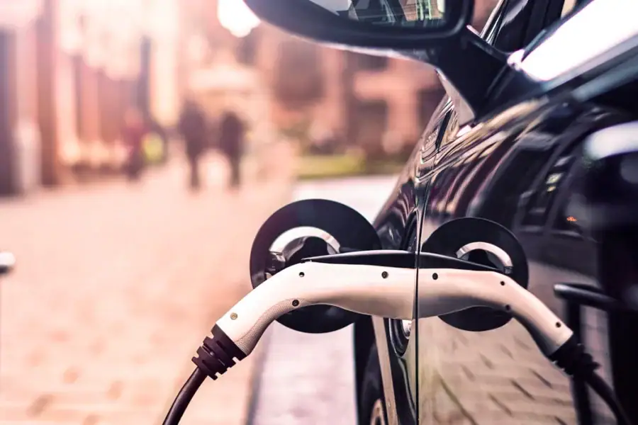 Electric Vehicle at streetside charging station
